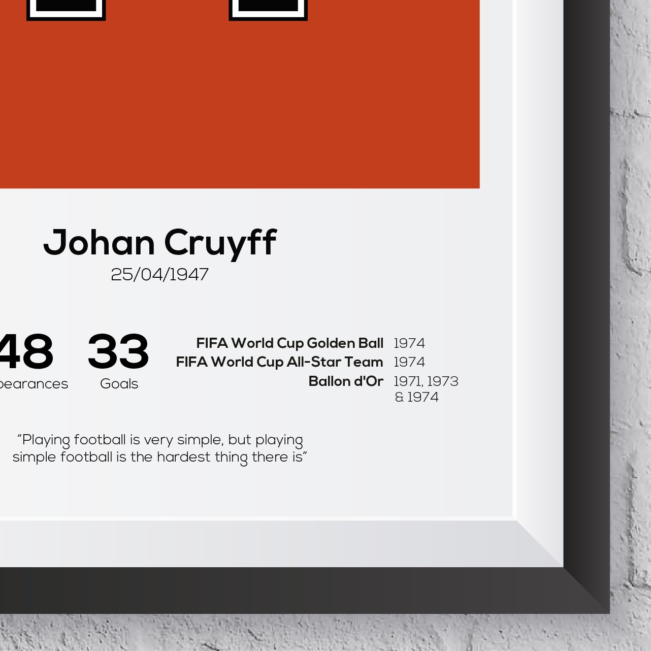 Johan Cruyff Países Bajos Leyenda Estadísticas Imprimir