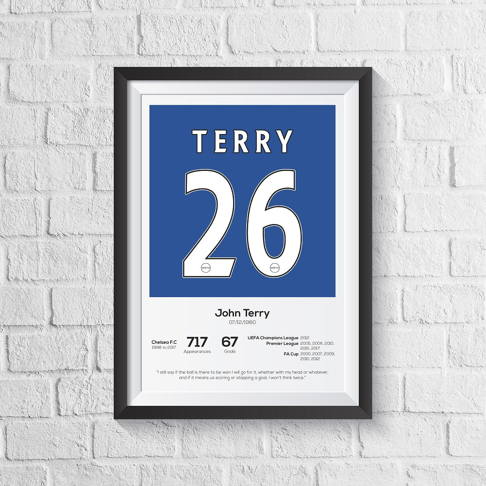 John Terry Chelsea Legend Stats Print - Man of The Match Football