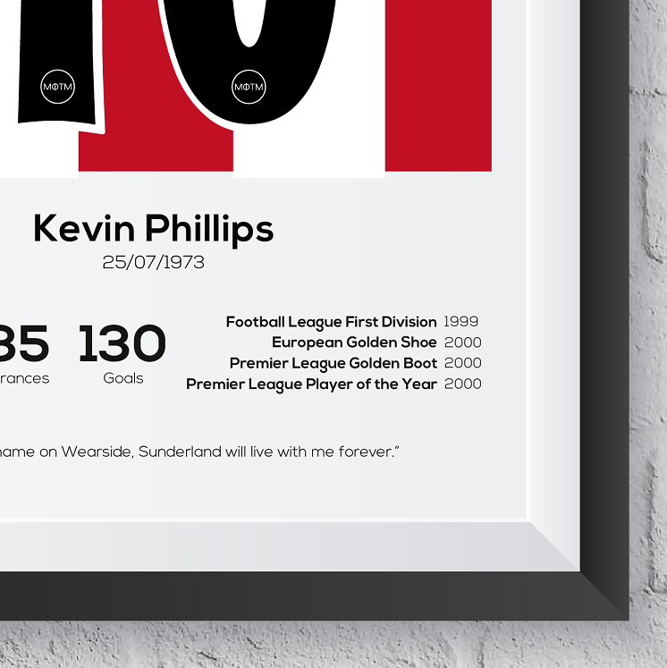 Kevin Phillips Sunderland Legend Stats Print - Man of The Match Football