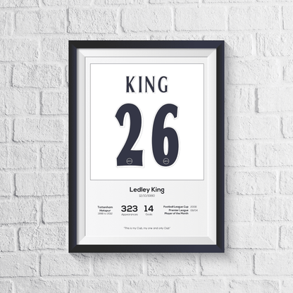 Ledley King Tottenham Hotspur Legend Stats Print