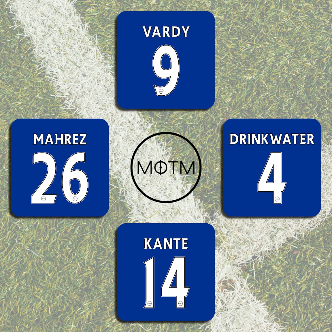 Leicester City Premier League Legends Football Coasters - Set of 4 - Man of The Match Football