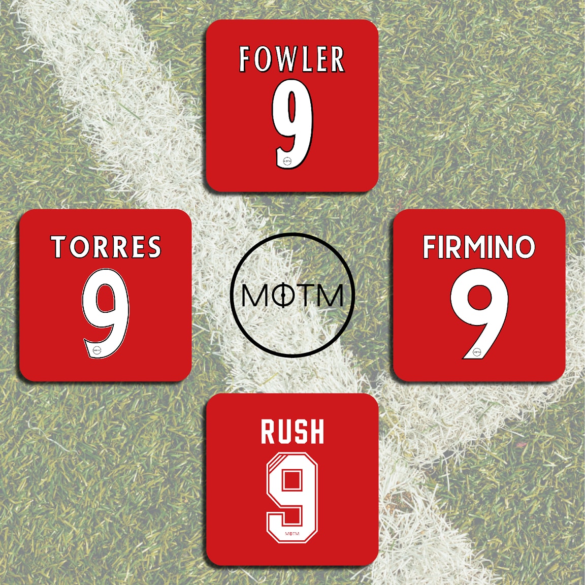 Liverpool Legends #9s Football Coasters - Set of 4 - Man of The Match Football