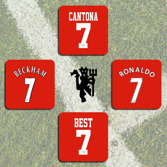 Manchester United Legends 7s Football Coasters - Set of 4 - Man of The Match Football
