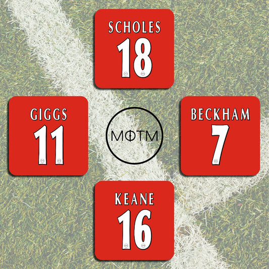 Manchester United Premier League Legends Football Coasters - Set of 4 - Man of The Match Football