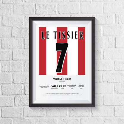 Matt Le Tissier Southampton Legend Stats Print - Man of The Match Football