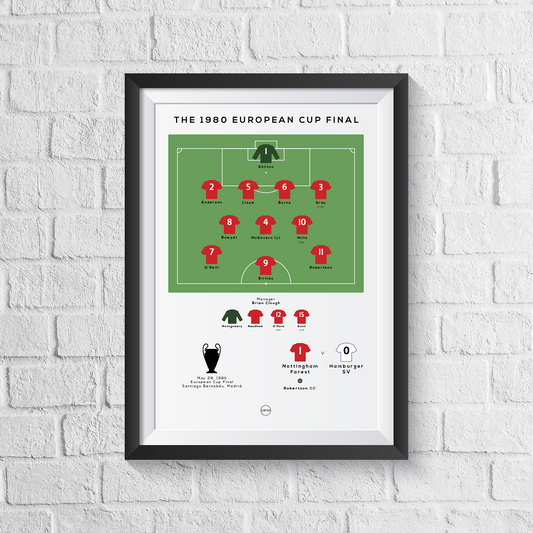 Nottingham Forest vs Hamburg 1980 European Cup Final Print - Man of The Match Football