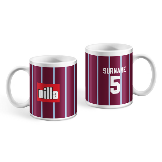 Personalised Aston Villa Retro Home Kit Mug