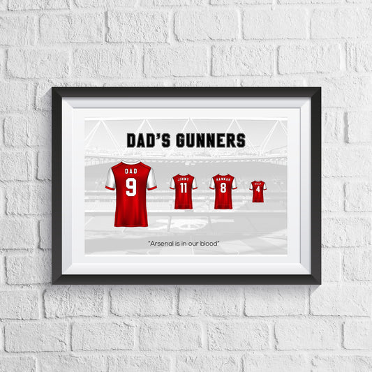 Personalised Arsenal Family Print - Man of The Match Football