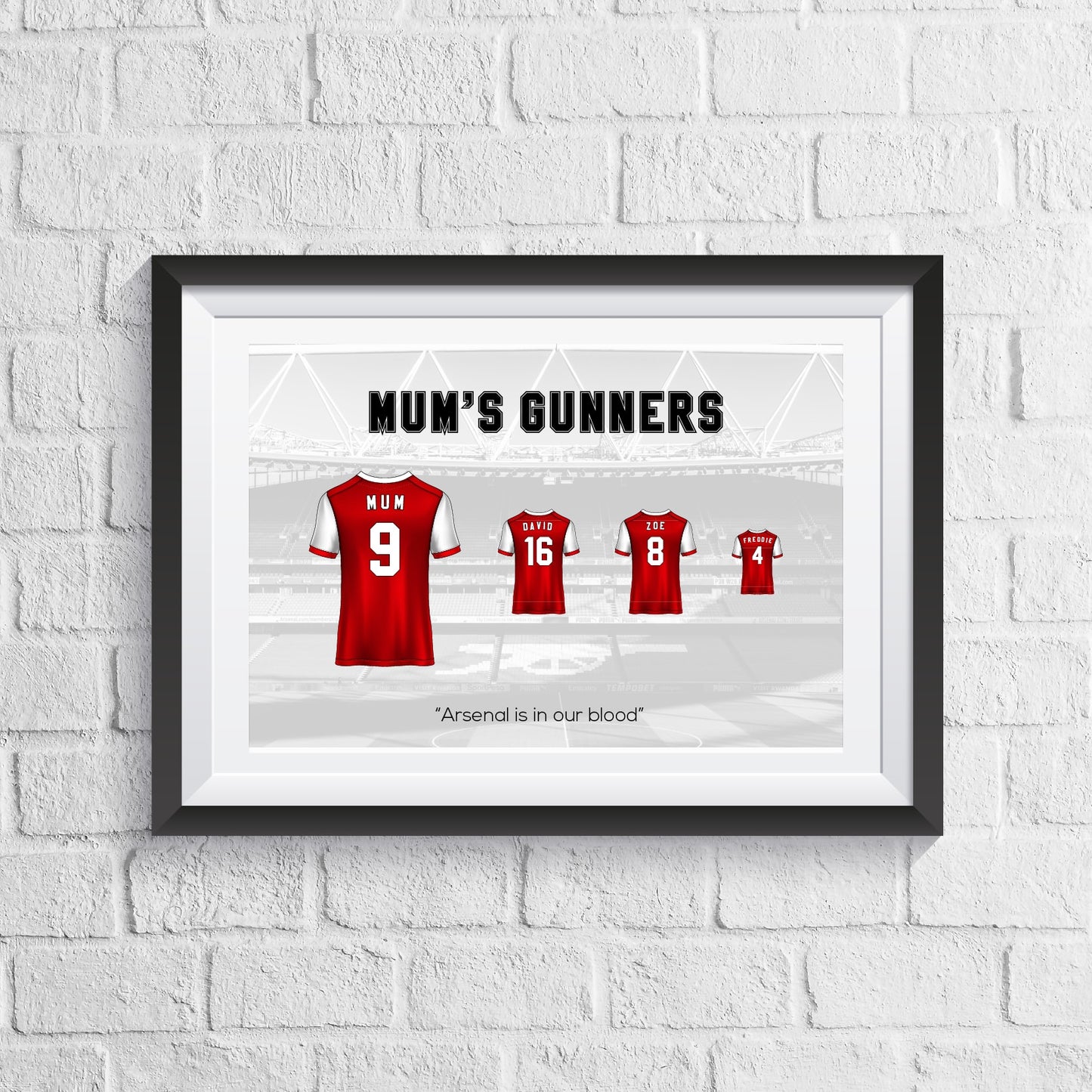 Personalised Arsenal Family Print - Man of The Match Football