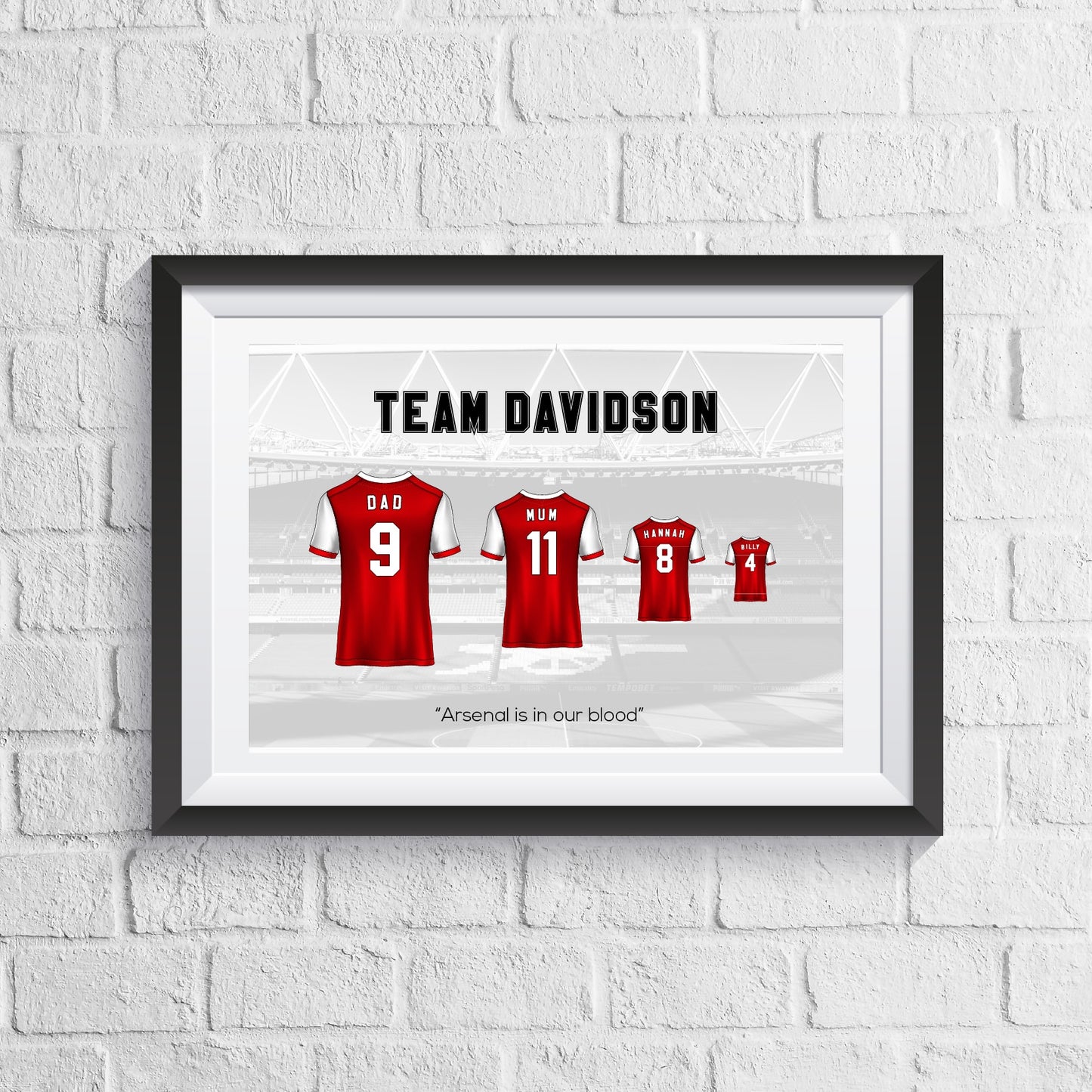 Personalised Arsenal Family Print - Man of The Match Football