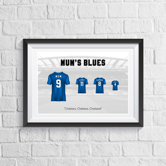 Personalised Chelsea Family Print - Man of The Match Football