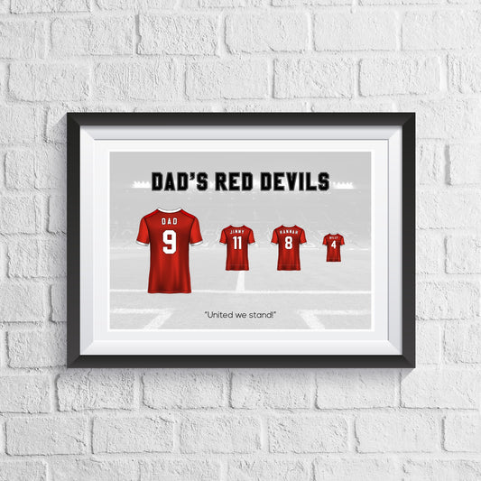 Personalised Manchester United Family Print - Man of The Match Football