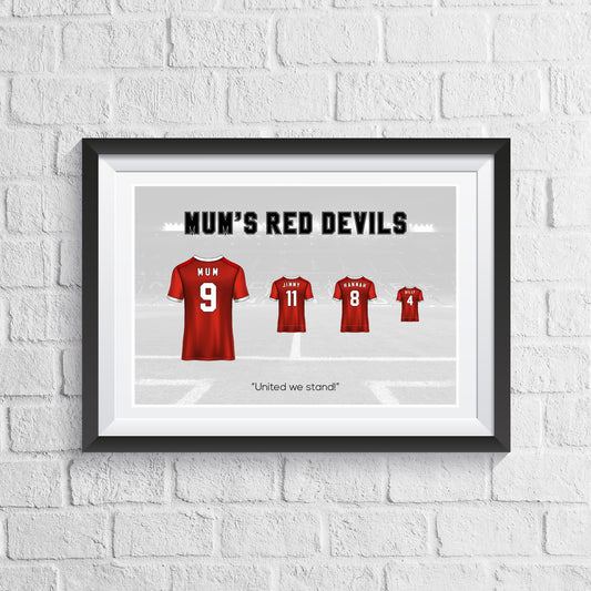 Personalised Manchester United Family Print - Man of The Match Football