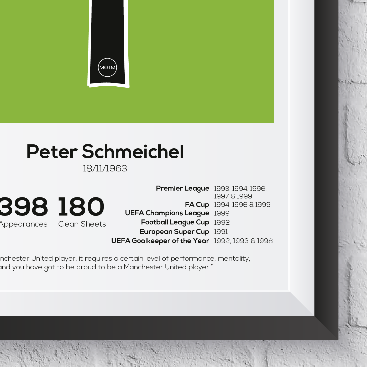 Peter Schmeichel Manchester United Legend Stats Print