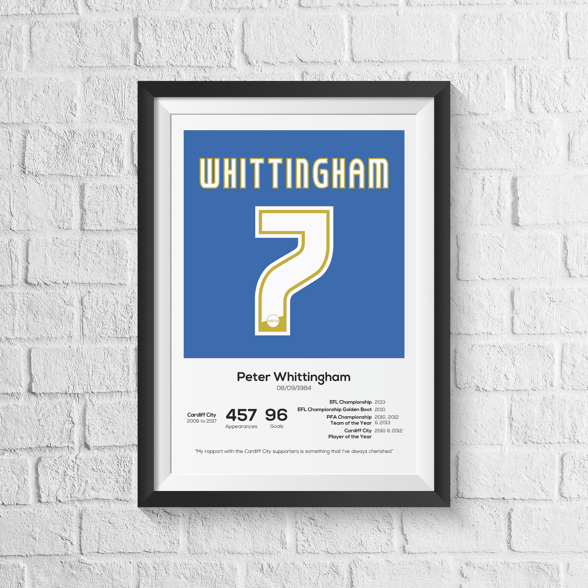Peter Whittingham Cardiff City Legend Stats Print - Man of The Match Football
