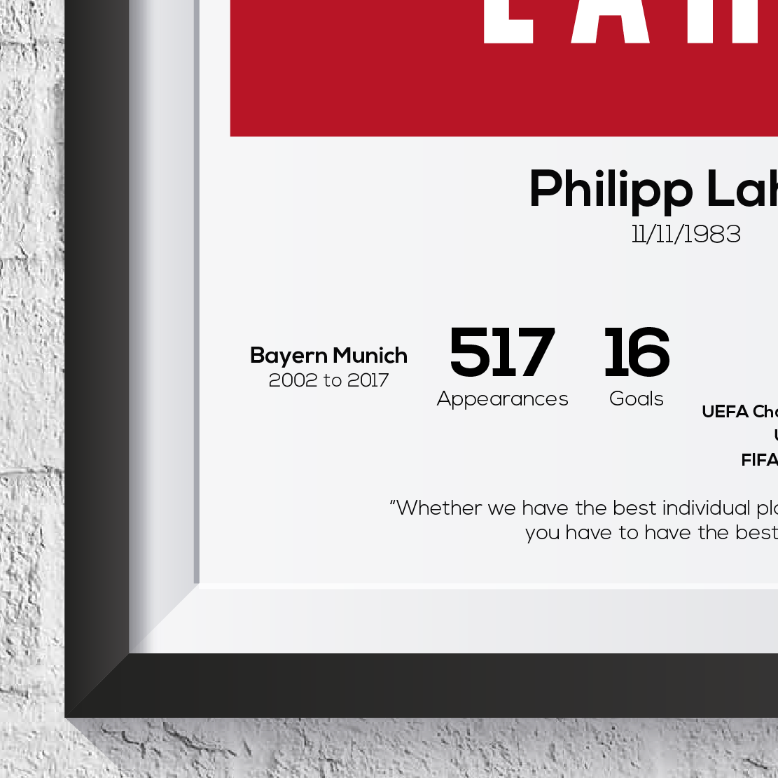 Philipp Lahm Bayern Munich Legend Stats Print