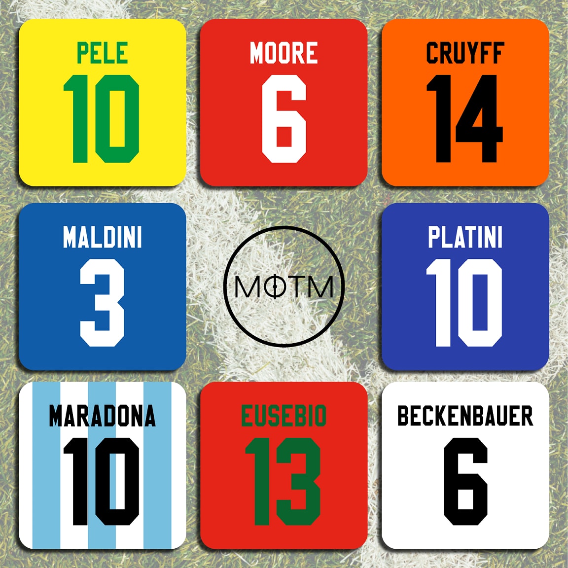 Retro Football International Legends Coasters - Set of 8 - Man of The Match Football