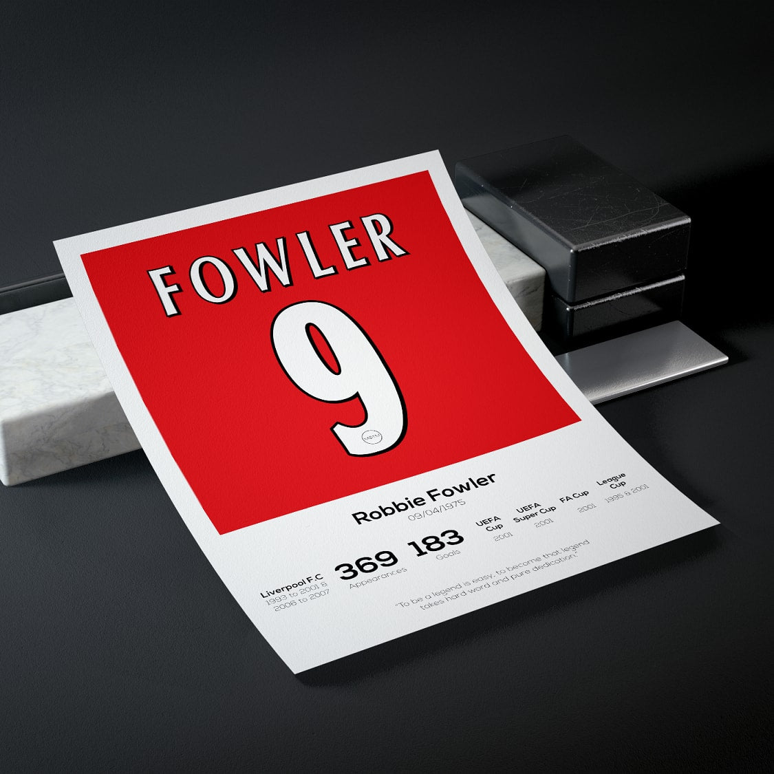 Robbie Fowler Liverpool Legend Stats Print - Man of The Match Football