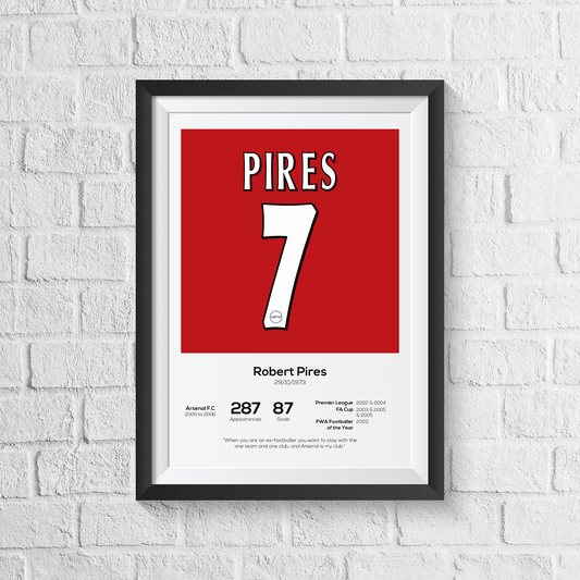 Robert Pires Arsenal Legend Stats Print - Man of The Match Football