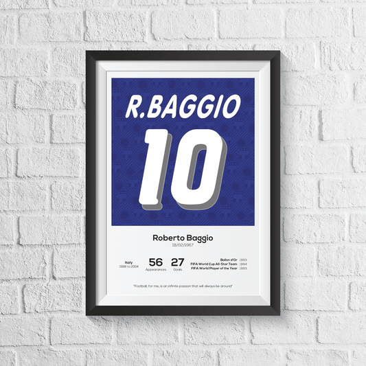 Roberto Baggio Italy Legend Stats Print