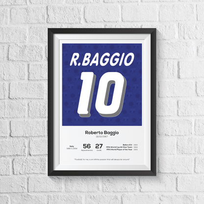 Roberto Baggio Italy Legend Stats Print