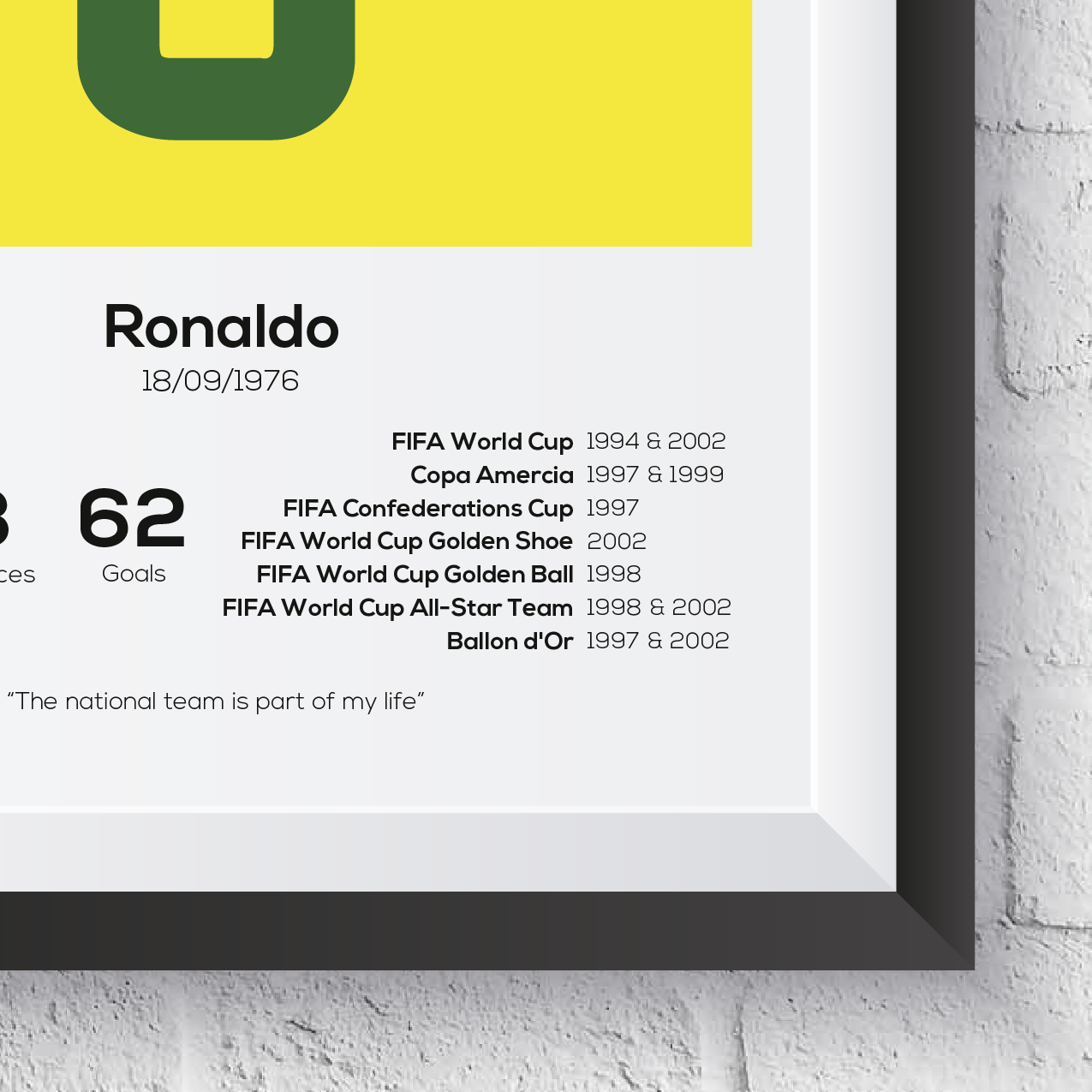 Ronaldo R9 Brasilien Legend Statistikdruck