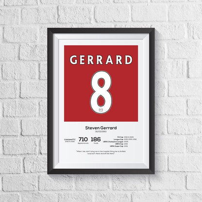 Steven Gerrard Liverpool Legend Stats Print - Man of The Match Football