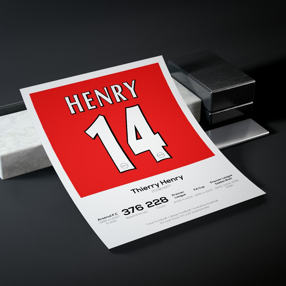 Thierry Henry Arsenal Legend Stats Print - Man of The Match Football