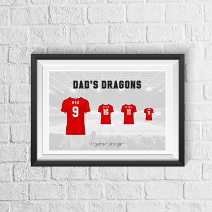 Personalised Wales Family Print - Man of The Match Football