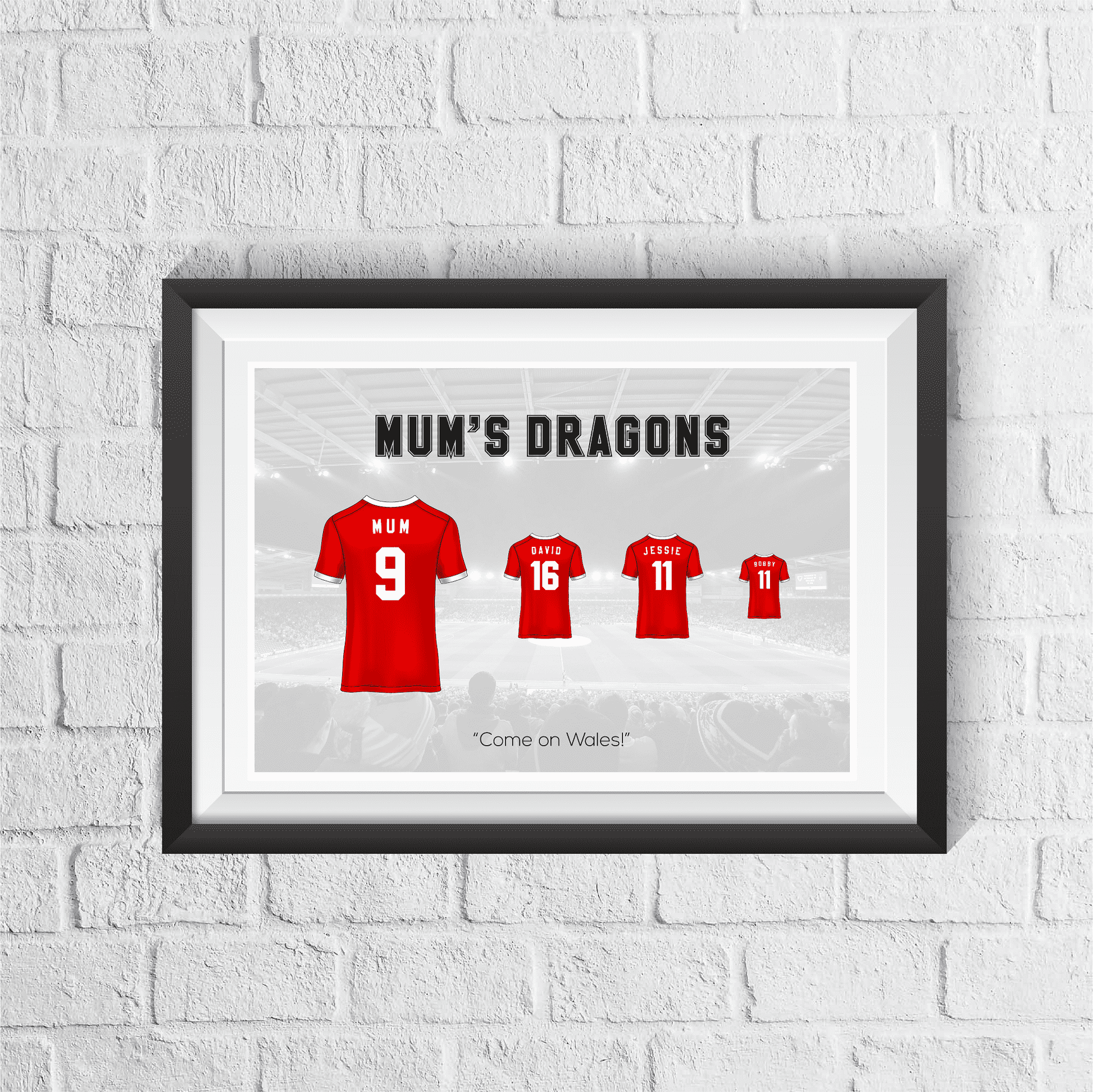 Personalised Wales Family Print - Man of The Match Football