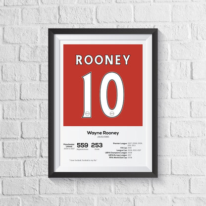Wayne Rooney Manchester United Legend Stats Print - Man of The Match Football