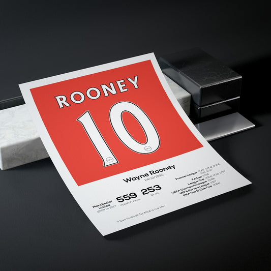 Wayne Rooney Manchester United Legend Stats Print - Man of The Match Football