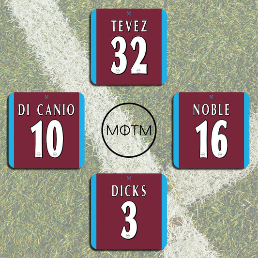 West Ham United Premier League Legends Football Coasters - Set of 4 - Man of The Match Football