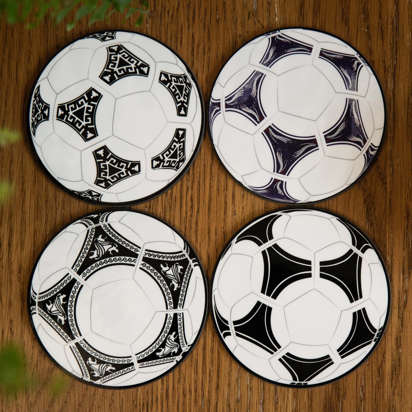 Retro Football World Cup Ball Coasters - Set of 4