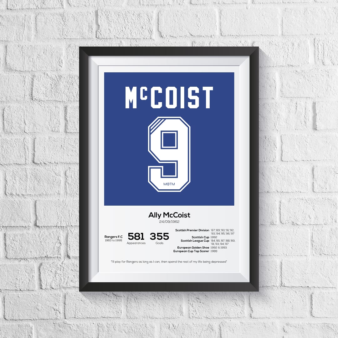 Ally McCoist Rangers Legend Stats Print - Man of The Match Football