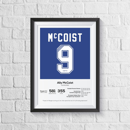 Ally McCoist Rangers Legend Stats Print - Man of The Match Football