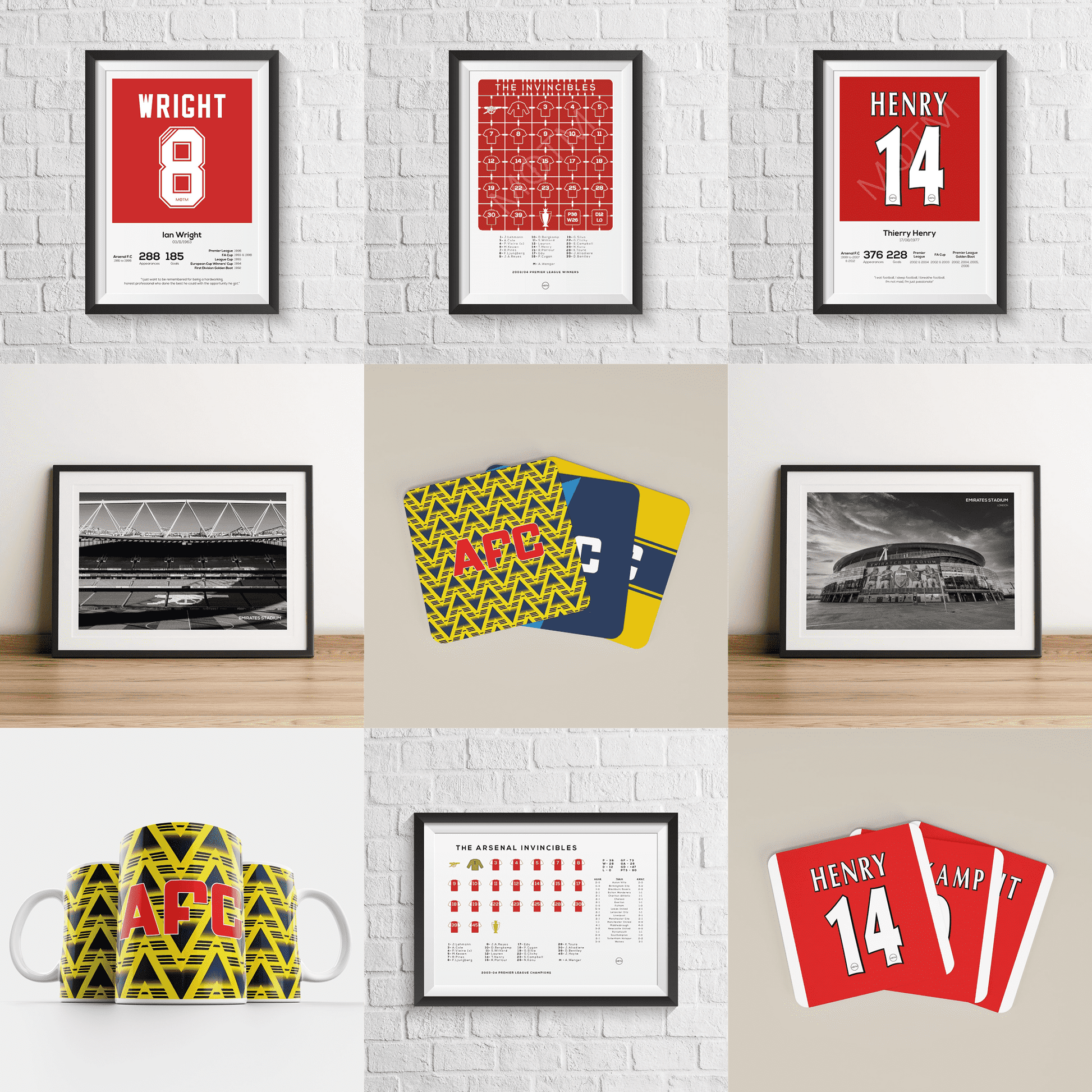 Arsenal Retro Away Kits Football Coasters - Set of 4 - Man of The Match Football