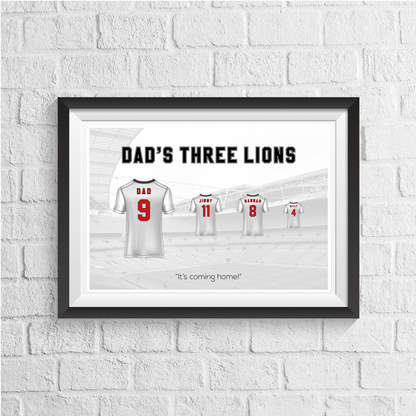 Personalised England Family Print - Man of The Match Football