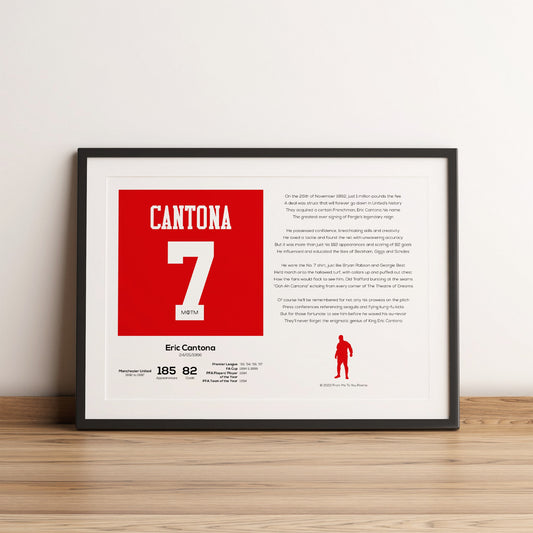 Eric Cantona Manchester United Stats & Poem Print - Man of The Match Football