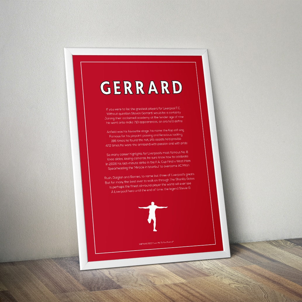 Steven Gerrard Liverpool Poem Print - Man of The Match Football