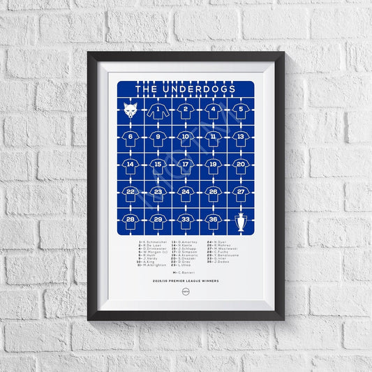 Leicester City 'The Underdogs' 2015/2016 Print - Man of The Match Football