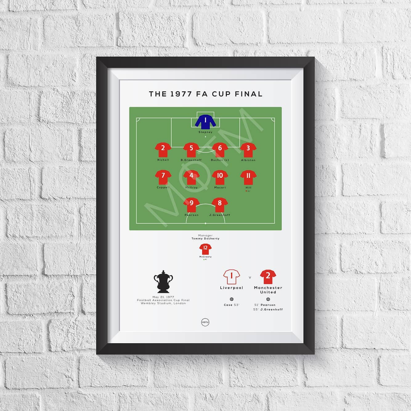 Manchester United vs Liverpool 1977 FA Cup Final Print - Man of The Match Football