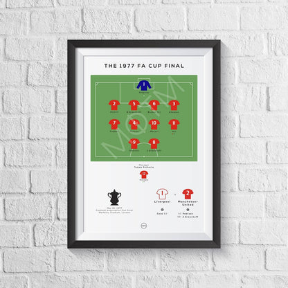 Manchester United vs Liverpool 1977 FA Cup Final Print - Man of The Match Football