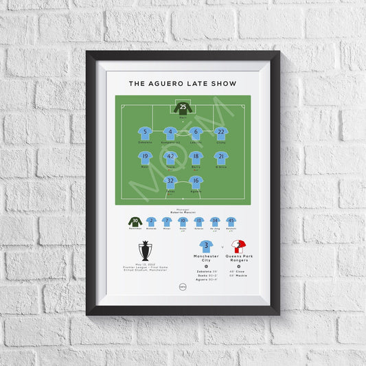 Manchester City vs QPR 2012 Premier League Print - Man of The Match Football