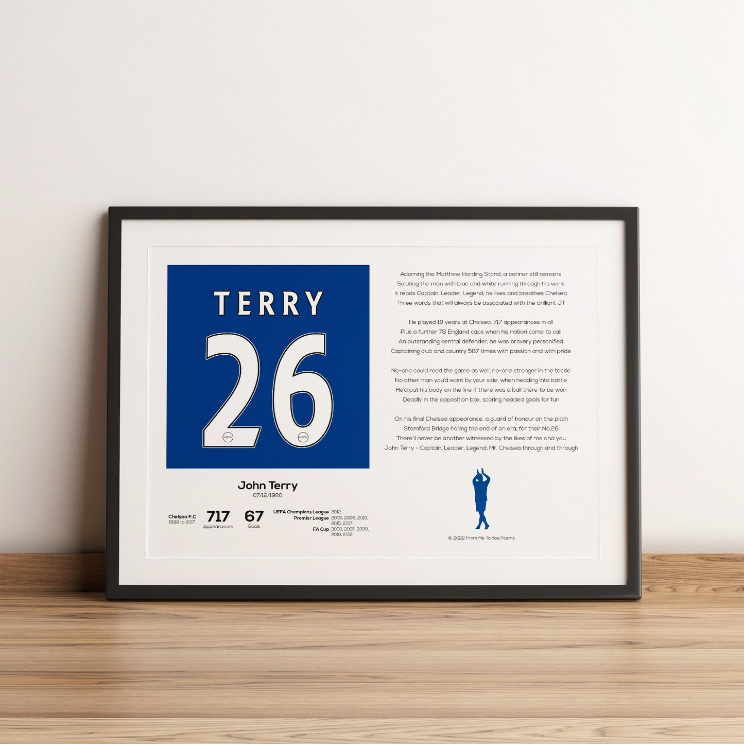 John Terry Stats & Poem Print - Man of The Match Football