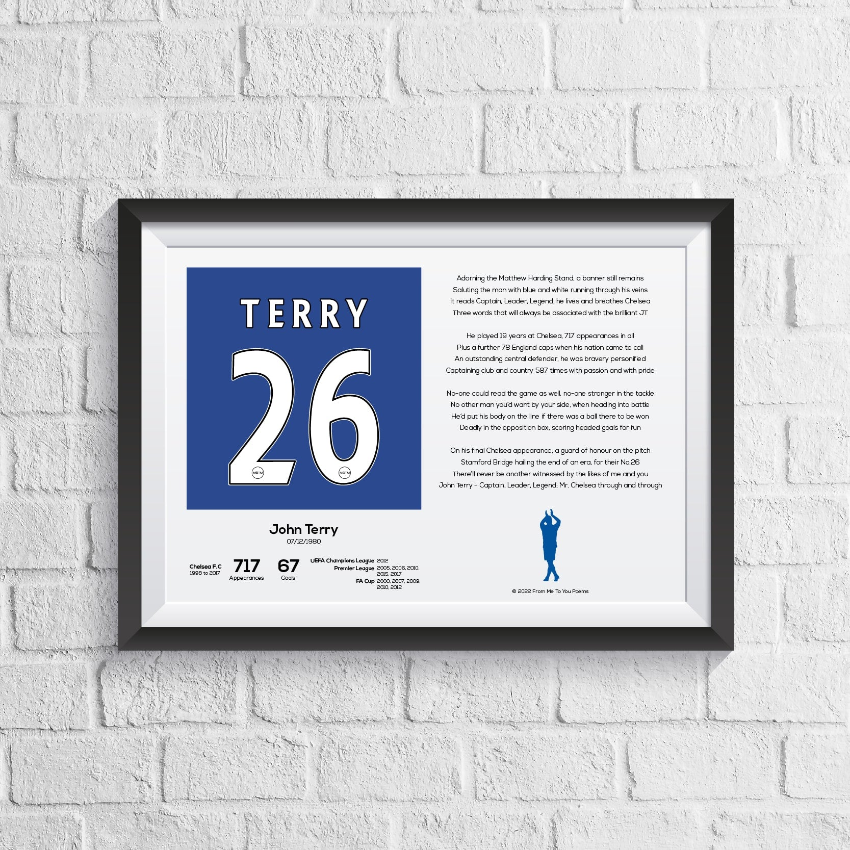 John Terry Stats & Poem Print - Man of The Match Football