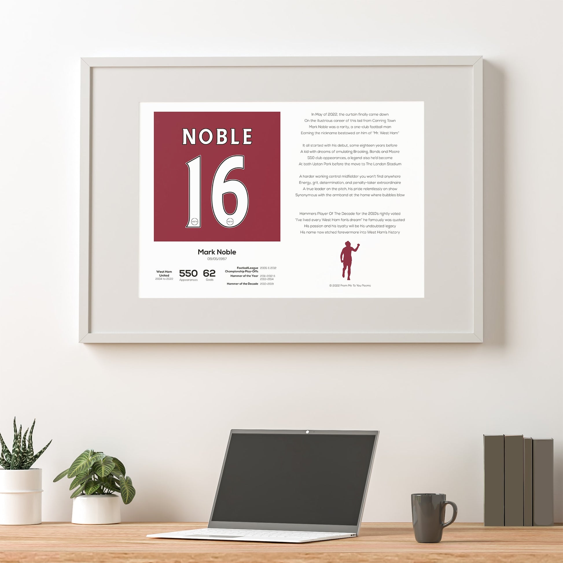 Mark Noble West Ham United Stats & Poem Print - Man of The Match Football