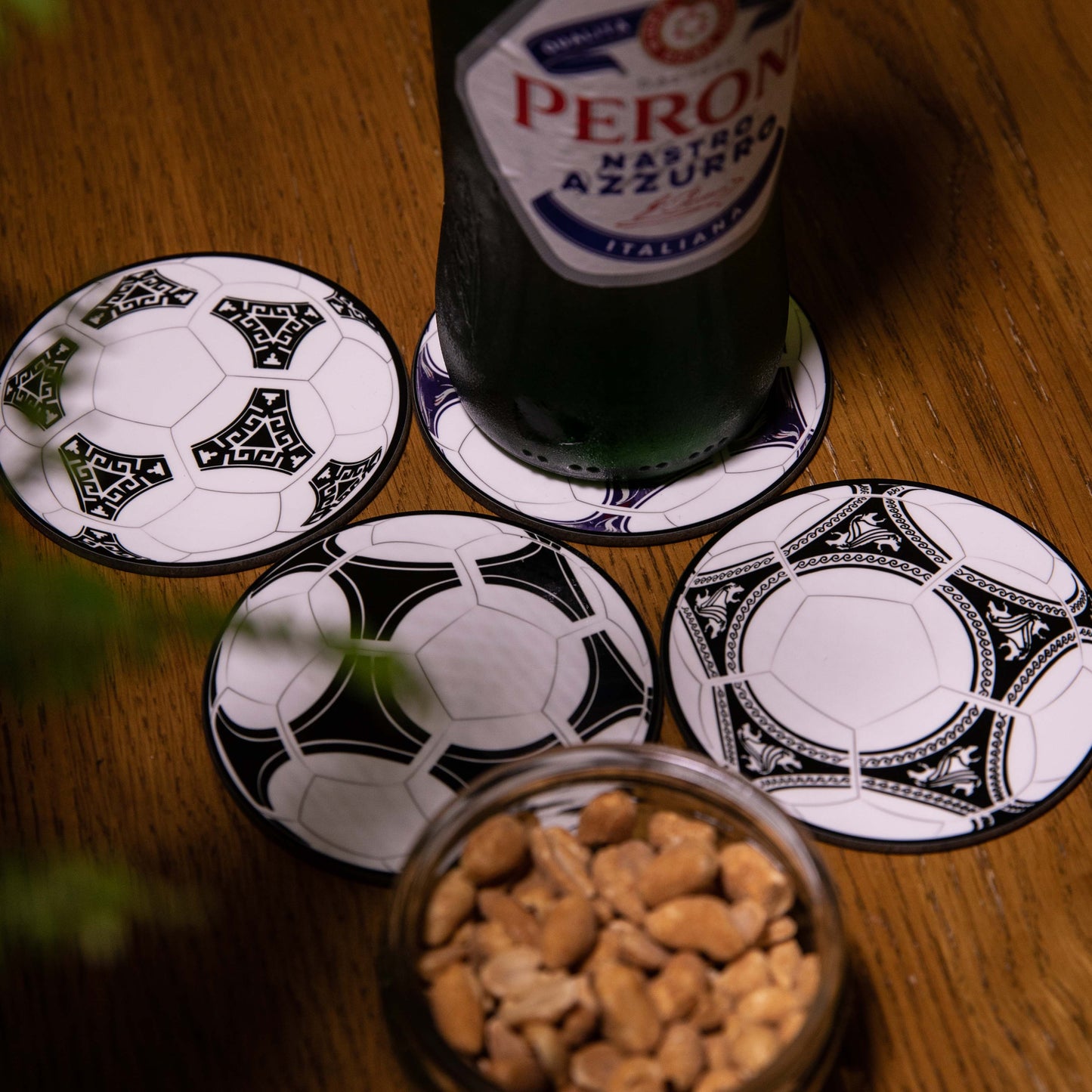 Retro Football World Cup Ball Coasters - Set of 4