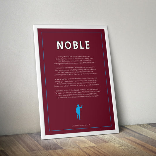 Mark Noble West Ham United Poem Print - Man of The Match Football