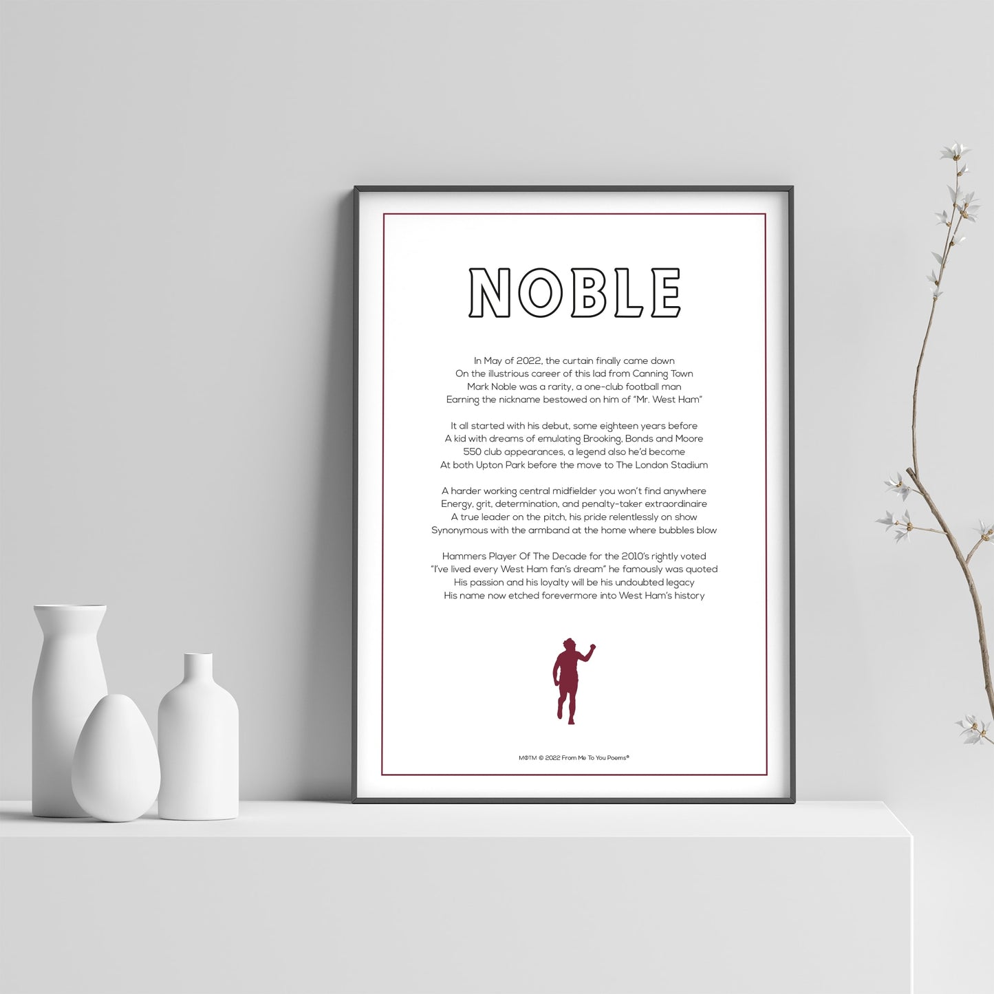 Mark Noble West Ham United Poem Print - Man of The Match Football